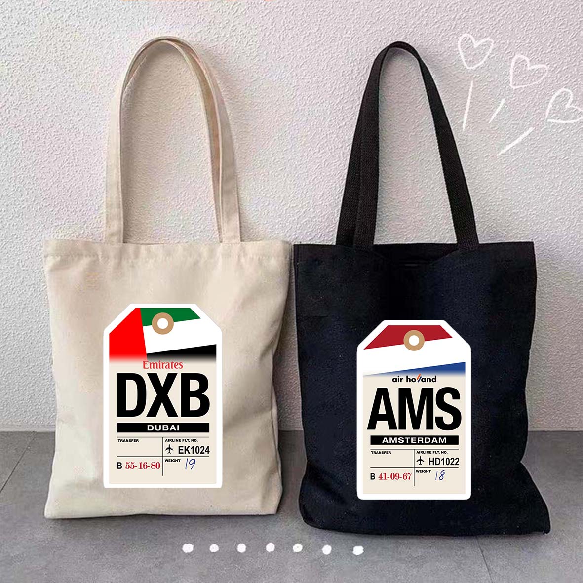 Women Bags In Dubai - Borsa Tote in Tela con Etichetta