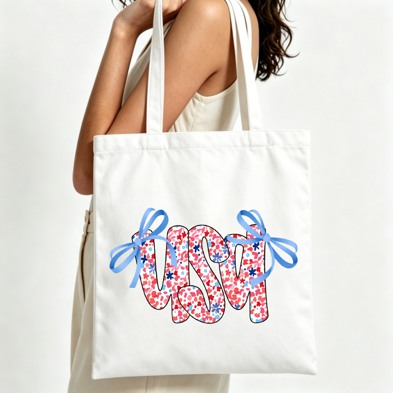 Women Bags Usa - Borsa tote in tela con stampa